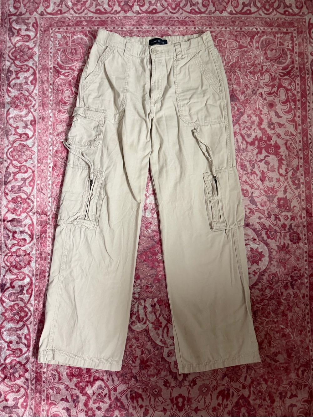 Aeropostale Women's Beige Straight-Leg Cargo Pants